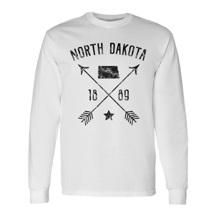 North Dakota Classic Vintage Distressed Cross Graphic Long Sleeve T-Shirt