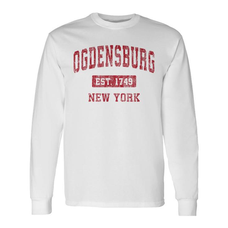 Ogdensburg New York Ny Vintage Sports Red Long Sleeve T-Shirt