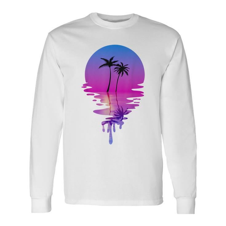 Palm Trees Beach Sunset Beach Lovers Summer Vacation Long Sleeve T-Shirt T-Shirt