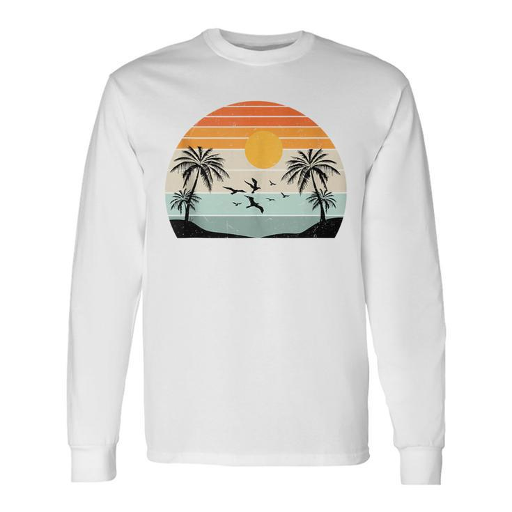 Palm Trees Summer Vacation Beach Sunshine Summer Retro Vacation Long Sleeve T-Shirt T-Shirt