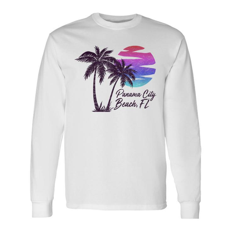 Panama City Beach Florida Vacation Souvenir Sunset Graphic Long Sleeve T-Shirt