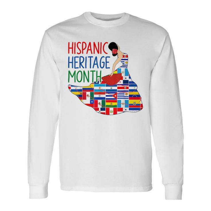 Hispanic Heritage Month Countries Flags Latino Long Sleeve T-Shirt