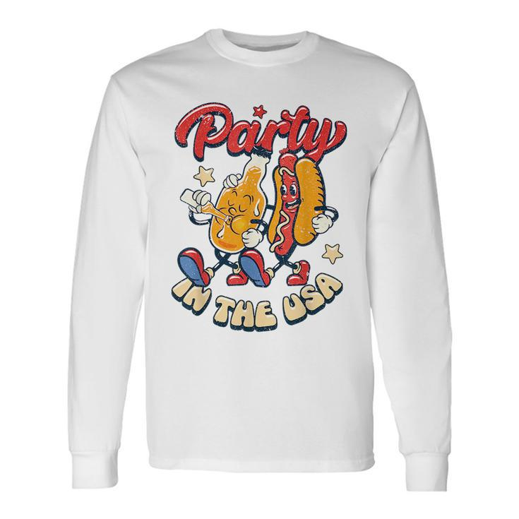 Party In The Usa 4Th Of July Independence Day Usa Groovy Long Sleeve T-Shirt T-Shirt