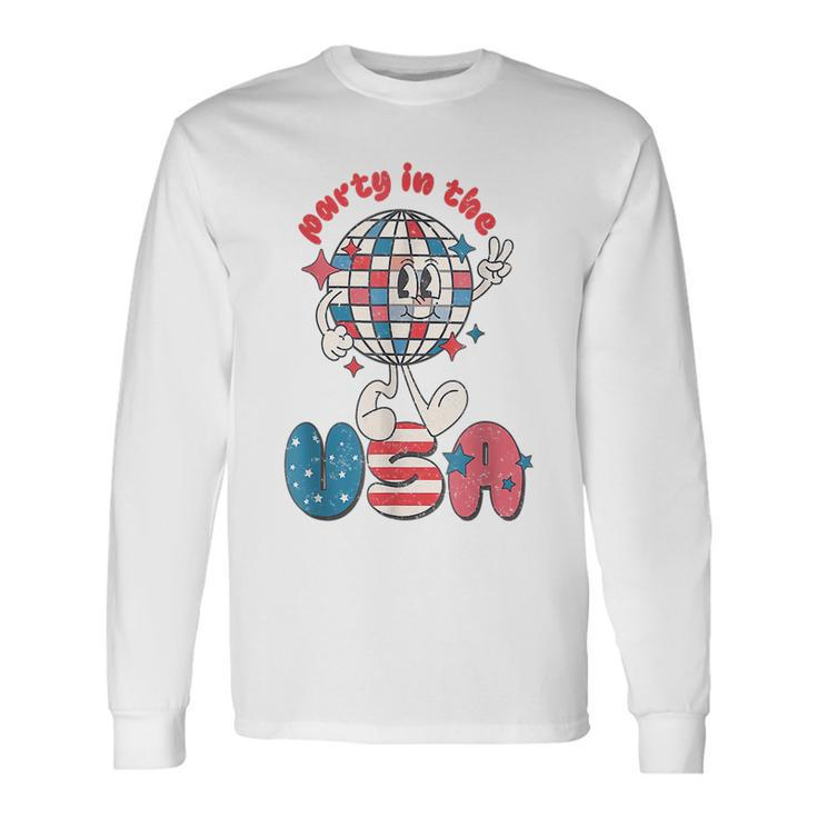 Party In The Usa 4Th Of July Patriotic Disco Ball Retro Patriotic Long Sleeve T-Shirt T-Shirt