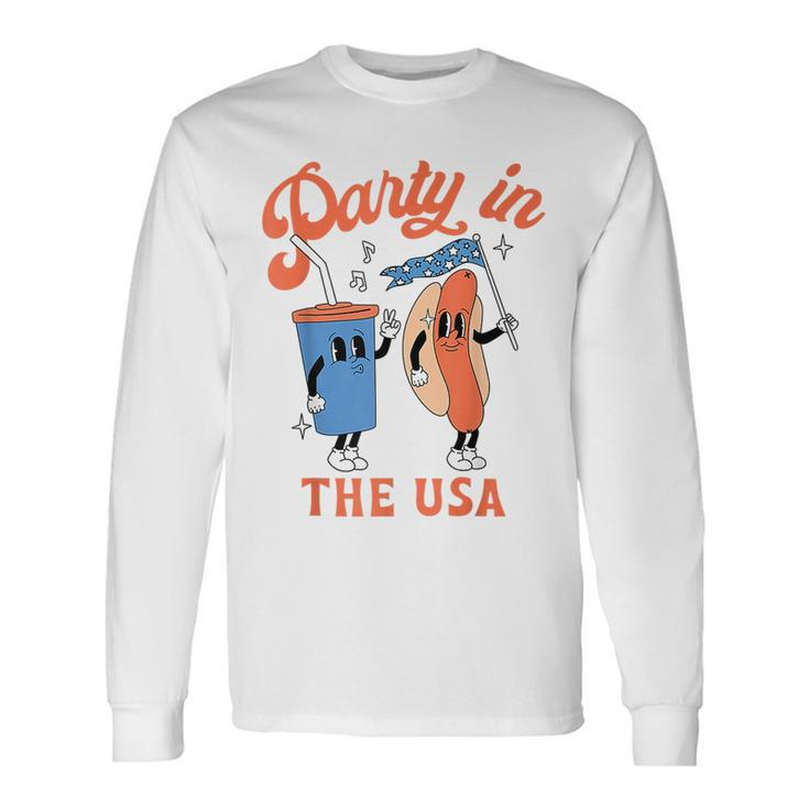 Party In The Usa Hot Dog Love Usa 4Th Of July Long Sleeve T-Shirt
