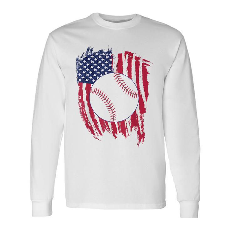 Patriotic Baseball 4Th Of July Usa American Flag Boys Patriotic Long Sleeve T-Shirt T-Shirt