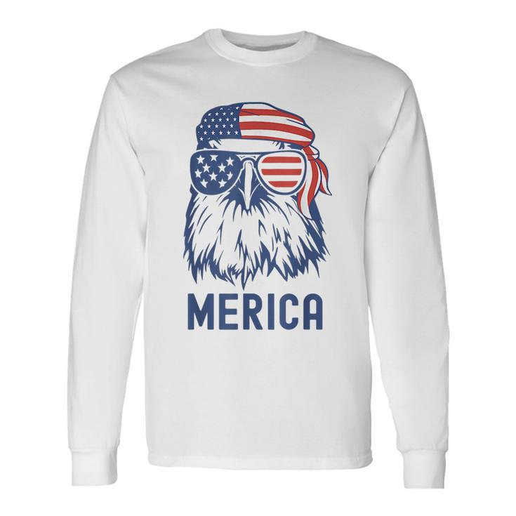Patriotic Eagle Merica 4Th Of July Sunglasses American Flag Long Sleeve T-Shirt