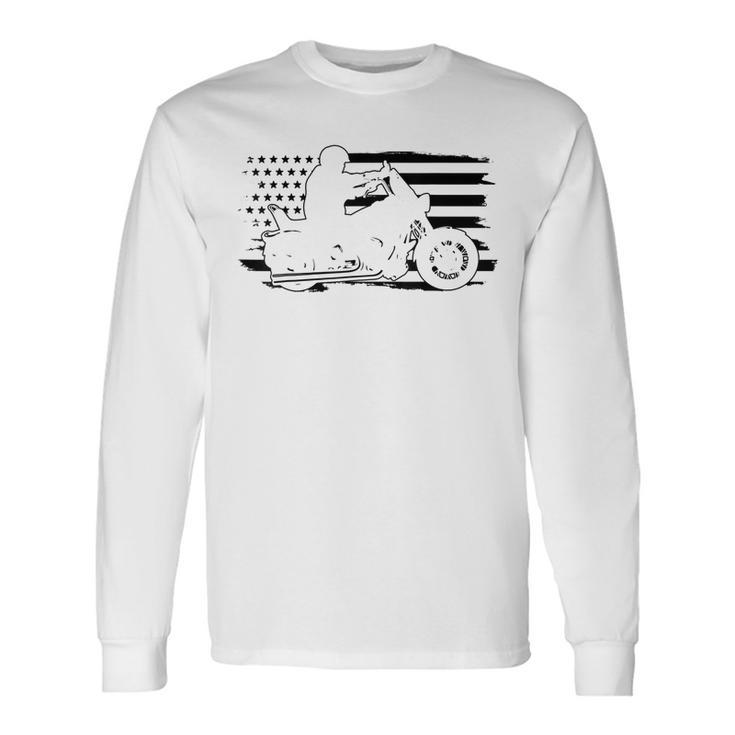 Patriotic Motorcycle Vintage American Us Flag Biker Long Sleeve T-Shirt