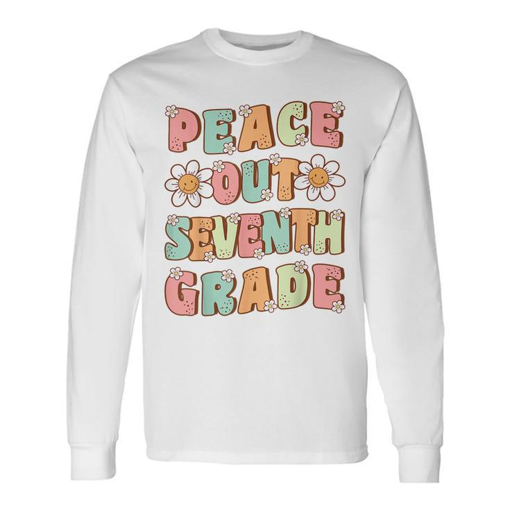 Peace Out Seventh Grade Cute Groovy Last Day Of 7Th Grade Long Sleeve T-Shirt T-Shirt