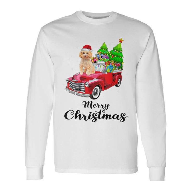 Poodle Ride Red Truck Christmas Pajama Long Sleeve T-Shirt
