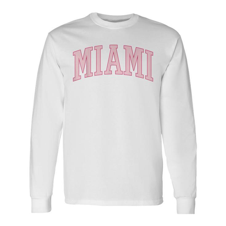 Preppy Miami Cute Pink Long Sleeve T-Shirt