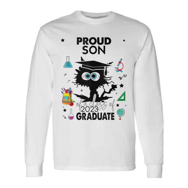 Proud Son Of A Class Of 2023 Graduate Cool Black Cat Long Sleeve T-Shirt T-Shirt