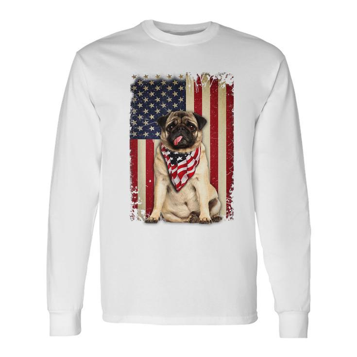 Pug American Flag 4Th Of July Independence Long Sleeve T-Shirt