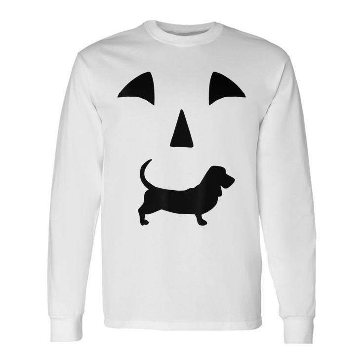 Pumpkin Basset Hound Dog Halloween Long Sleeve T-Shirt