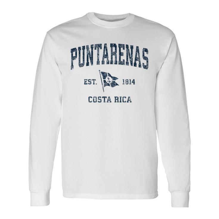 Puntarenas Vintage Sports Navy Boat Anchor Flag Long Sleeve T-Shirt T-Shirt