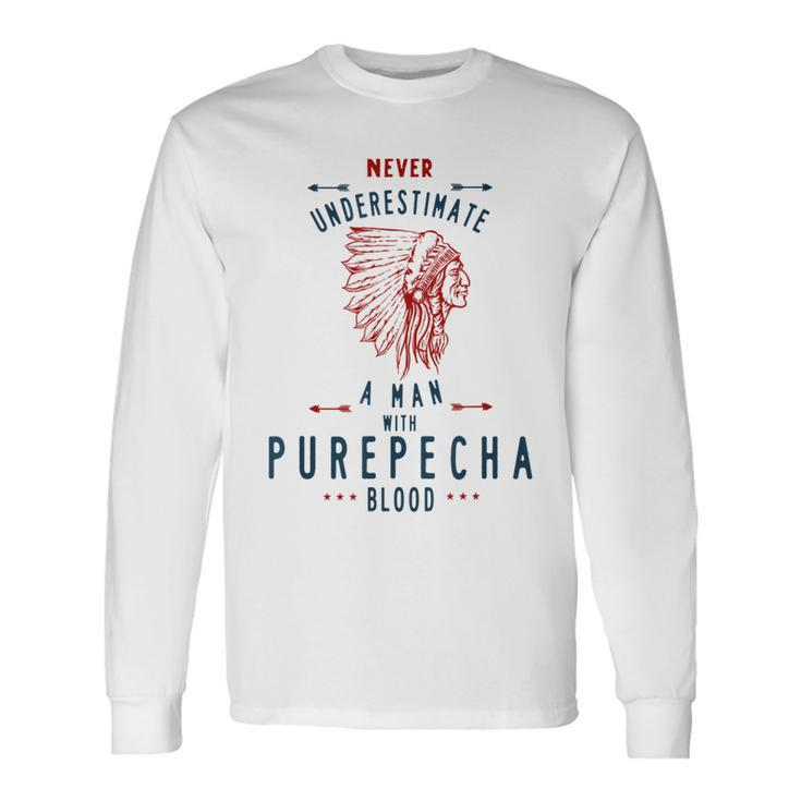 Purepecha Native Mexican Indian Man Never Underestimate Indian Long Sleeve T-Shirt T-Shirt
