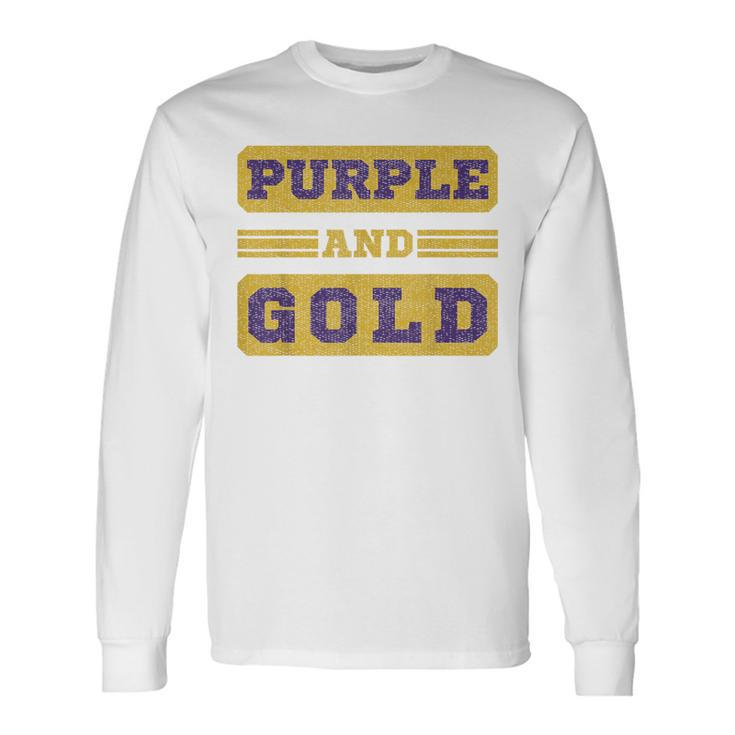 Purple And Gold Football Game Day Home Team Group Long Sleeve T-Shirt