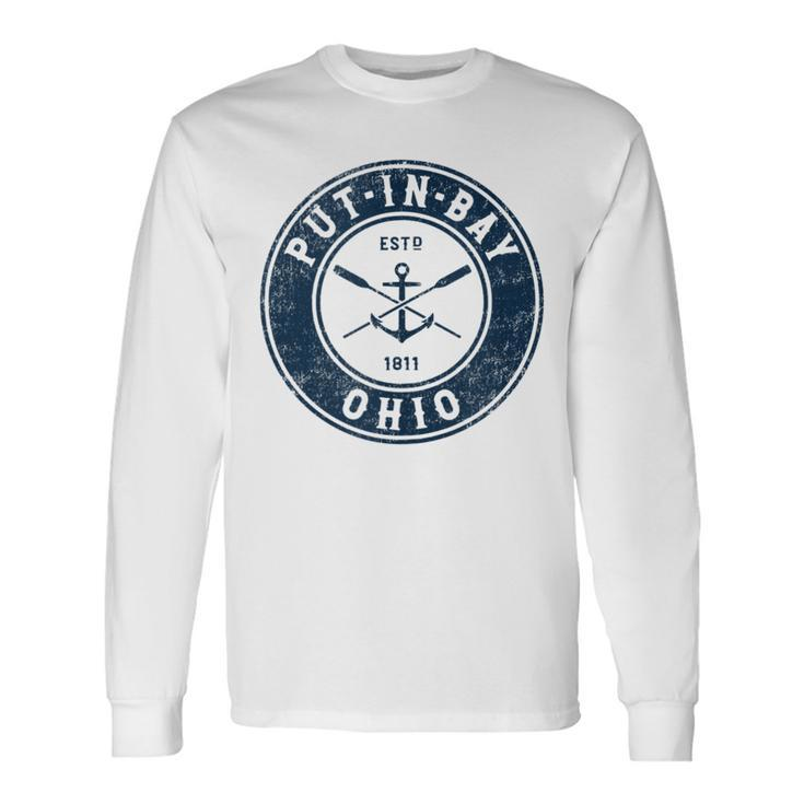 Put-In-Bay Ohio Oh Vintage Boat Anchor & Oars Long Sleeve T-Shirt T-Shirt