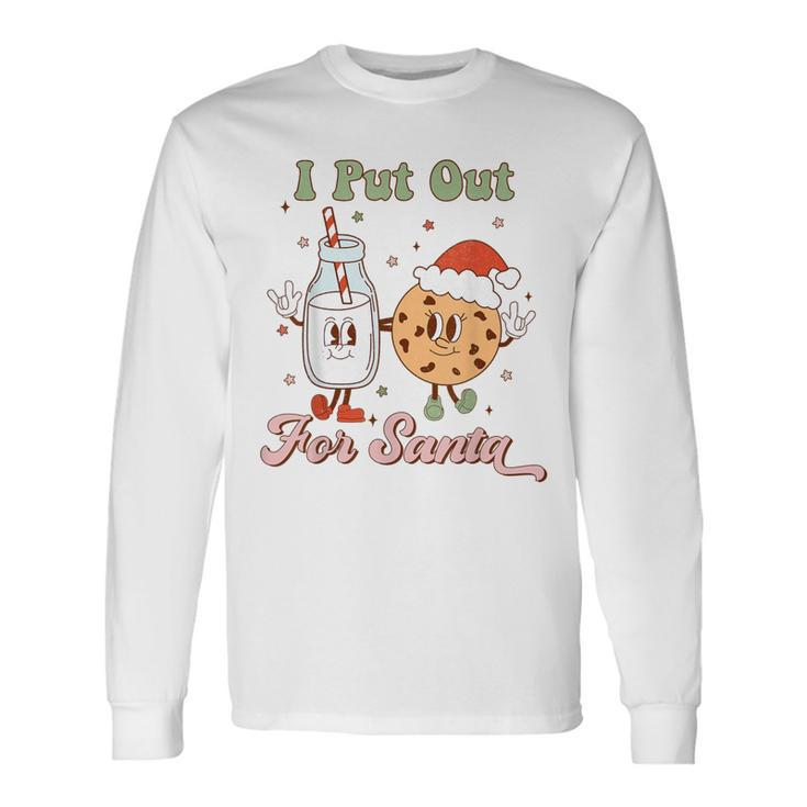 I Put Out For Santa Milk And Cookie Christmas Retro Long Sleeve T-Shirt