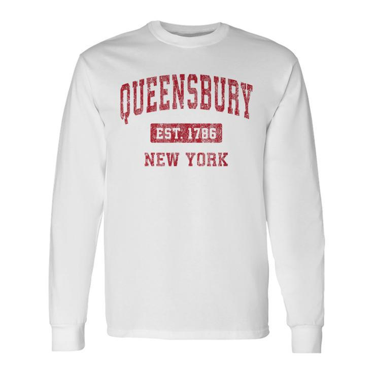 Queensbury New York Ny Vintage Sports Red Long Sleeve T-Shirt