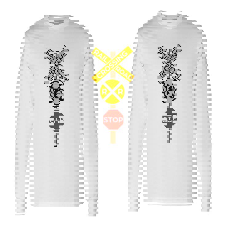 Railroad Crossing Cute Road Sign Crossing Long Sleeve T-Shirt T-Shirt