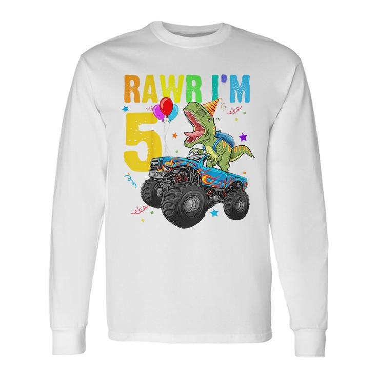 Rawr Im 5Th Birthday Boy Dinosaur Rex 5 Year Old Long Sleeve T-Shirt T-Shirt