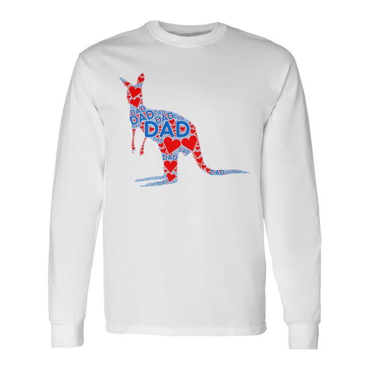 Red Heart Love Blue Dad Cute Kangaroo Daddy Fathers Day Long Sleeve T-Shirt T-Shirt Gifts ideas