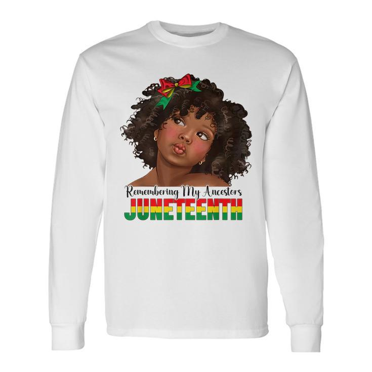 Remembering My Ancestors Junenth Girl Afro Black Long Sleeve T-Shirt T-Shirt