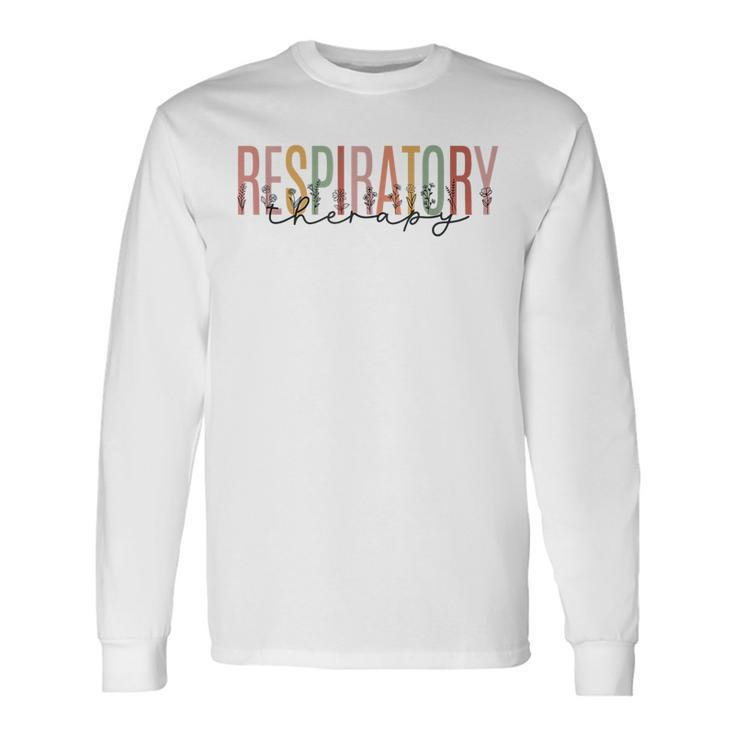 Respiratory Therapist Therapy Nicu Respiratory Retro Colors Long Sleeve T-Shirt