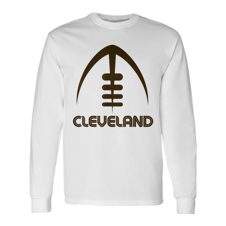 Retro Cleveland Cle Orange Brown Vintage Classic Font Long Sleeve T-Shirt