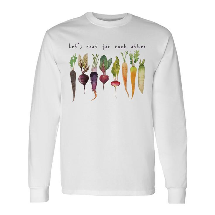 Retro Lets Root For Each Other Cute Veggie Vegan Long Sleeve T-Shirt