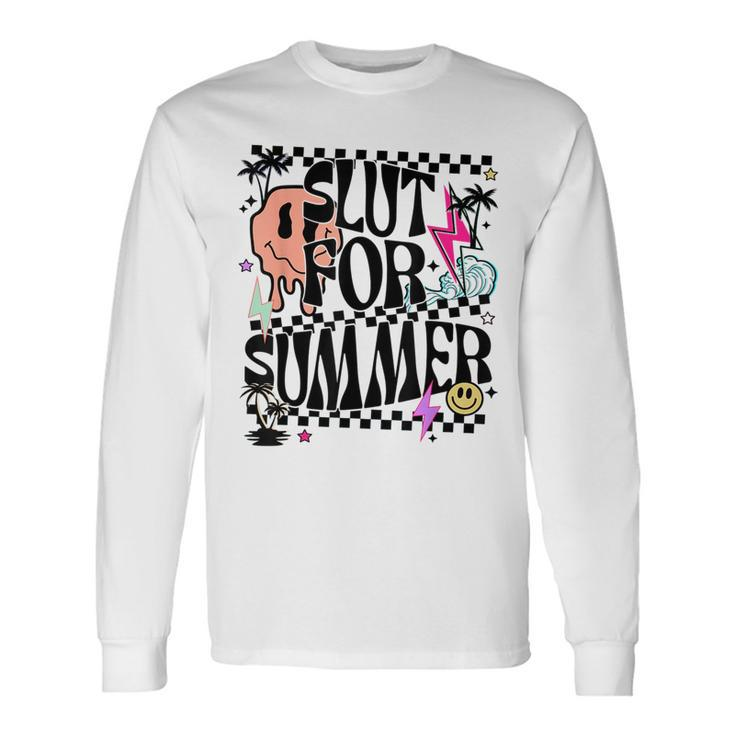 Retro Summer Slut For Summer Cute Vacation Checkered Long Sleeve T-Shirt T-Shirt