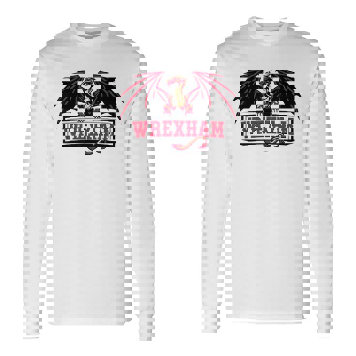 Retro Vintage Wrexham Wales Red Dragon Wrecsam Welsh Cymru Long Sleeve T-Shirt T-Shirt