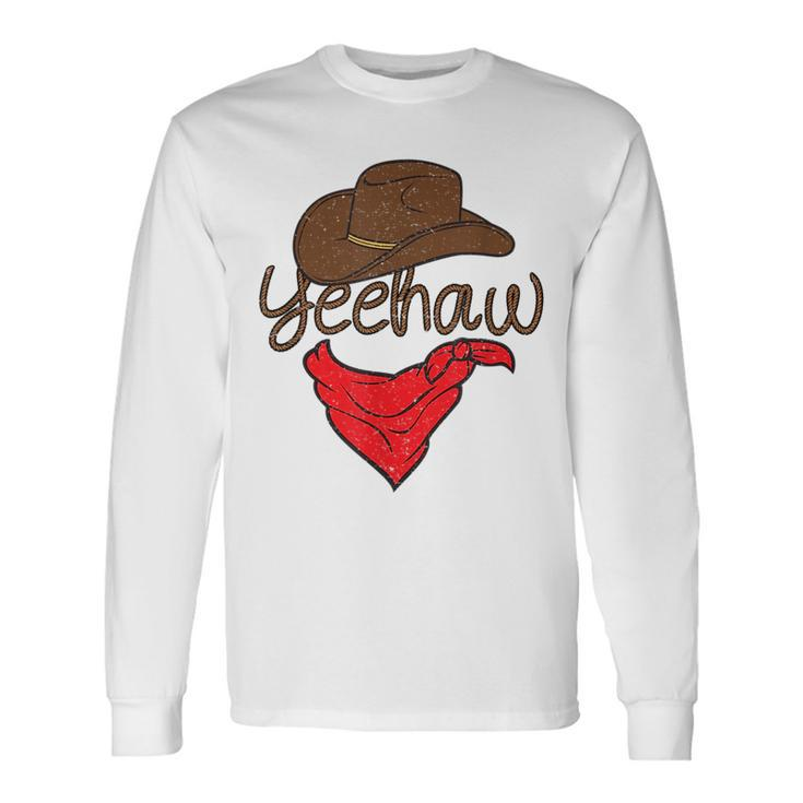 Retro Yee Haw Howdy Rodeo Western Country Southern Cowgirl Rodeo Long Sleeve T-Shirt T-Shirt