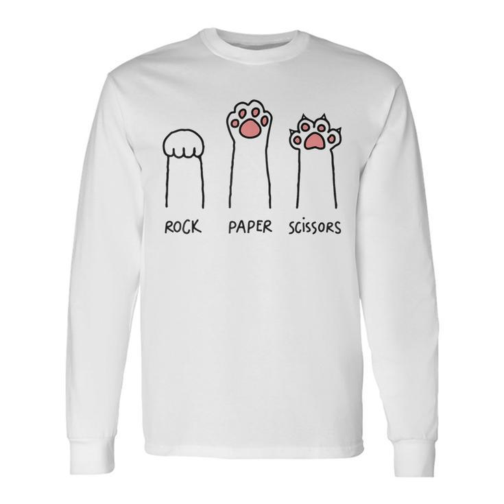 Rock Paper Scissors Cat Paws Cat Lover Long Sleeve T-Shirt