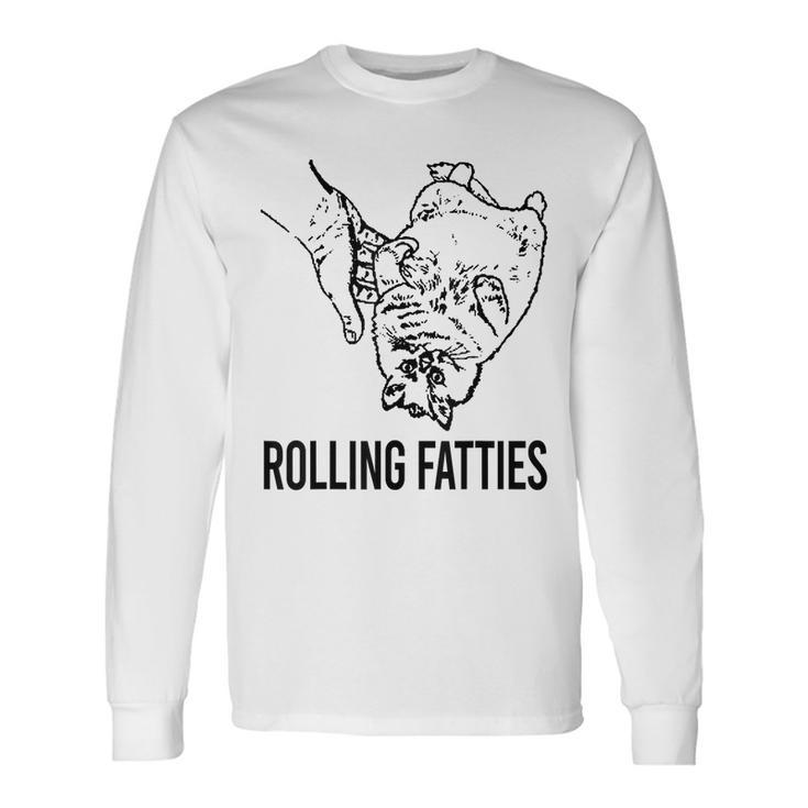 Rolling Fatties Cat Cute Kitten Minimalist Graphic Paw Long Sleeve T-Shirt T-Shirt