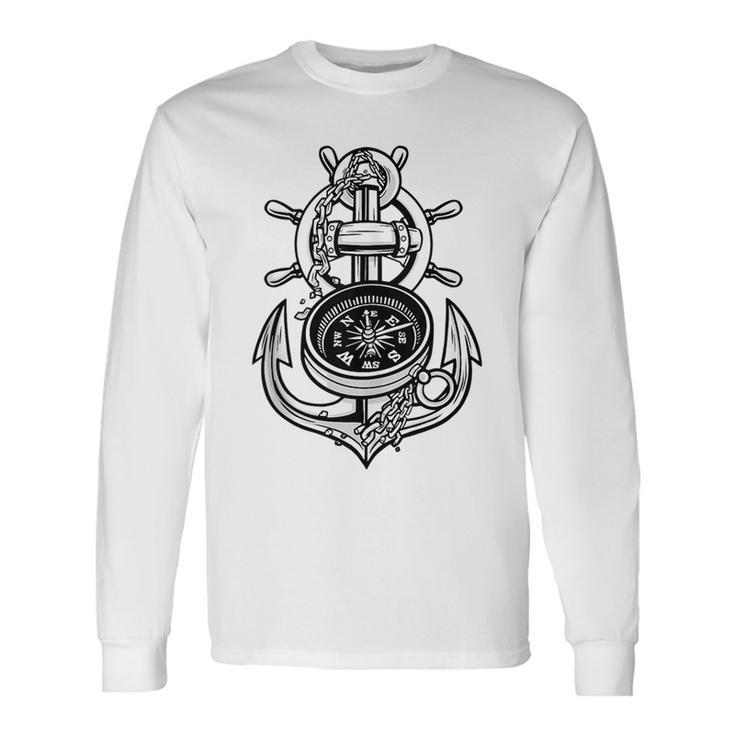 Sailing Boat Captain Sring Wheel Compass Anchor Long Sleeve T-Shirt T-Shirt Gifts ideas