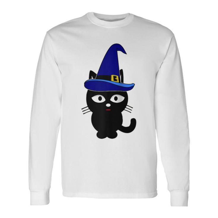 Scary Halloween Black Cats Wizard Witch Kitty Cat Long Sleeve T-Shirt T-Shirt