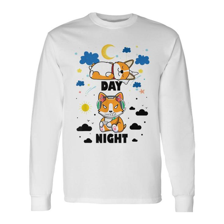 Sleep All Day Play Games All Night Dog Night Corgi Pc Gamer Long Sleeve T-Shirt T-Shirt
