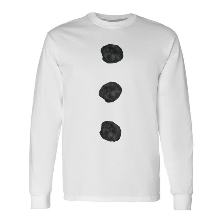 Snowman Costume Three Black Buttons On White Long Sleeve T-Shirt