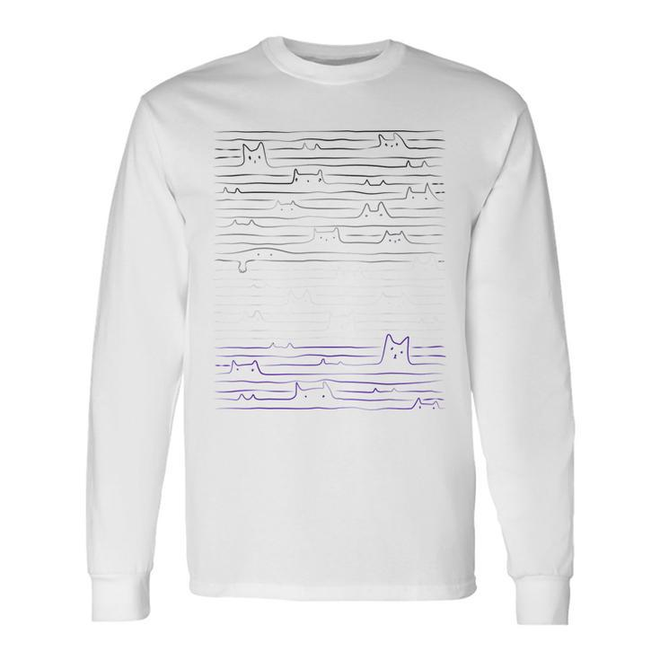 Subtle Asexual Pride Flag For Cat Lovers Asexuality Ace Long Sleeve T-Shirt T-Shirt