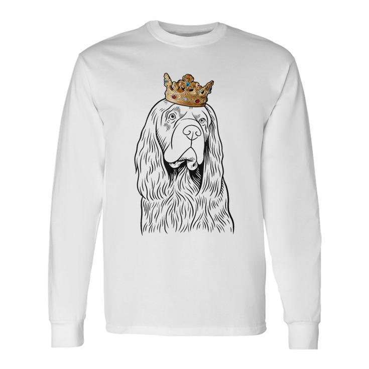 Sussex Spaniel Dog Wearing Crown Long Sleeve T-Shirt