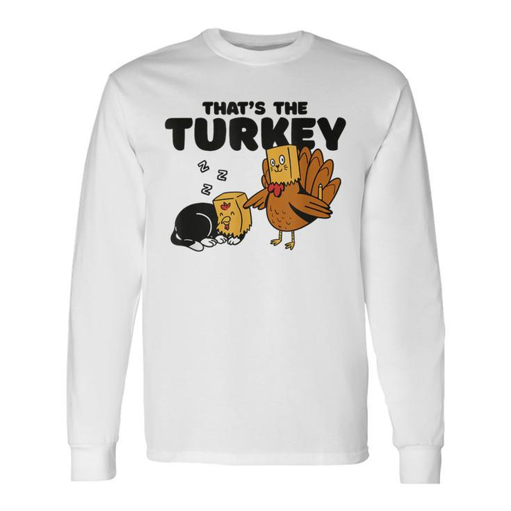 Thanksgiving Cat Fake Cat Thanksgiving Turkey Long Sleeve T-Shirt
