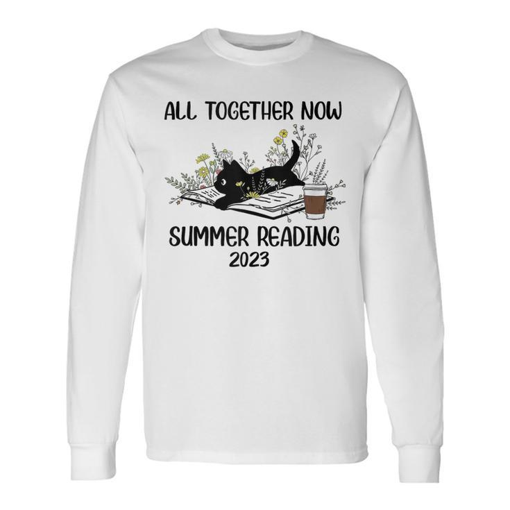 All Together Now Summer Reading 2023 Groovy Cat Book Lover Long Sleeve T-Shirt T-Shirt Gifts ideas