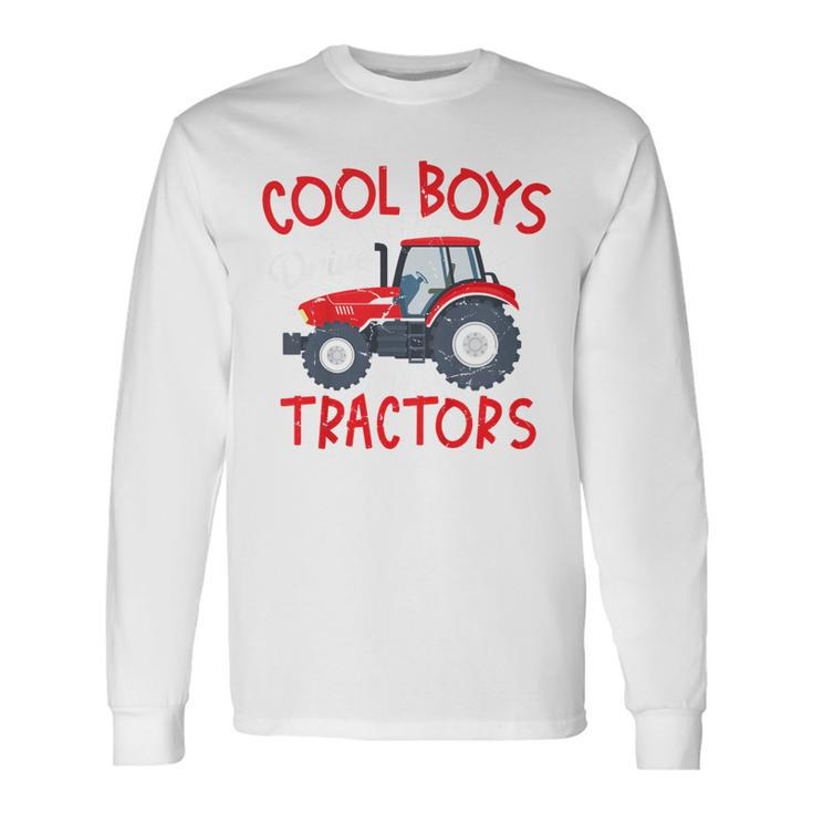 Tractor Boy Young Farmer Cool Boys Drive Tractors Long Sleeve T-Shirt
