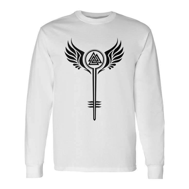 Valkyrie Symbol Valknut Odin Wings Vikings Asgard Valhala Long Sleeve T-Shirt