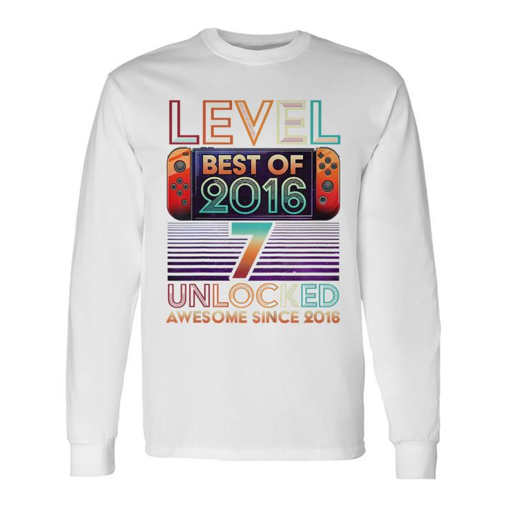 Vintage 7Th Birthday Unlocked Level 7 Game Controller Boys Long Sleeve T-Shirt T-Shirt