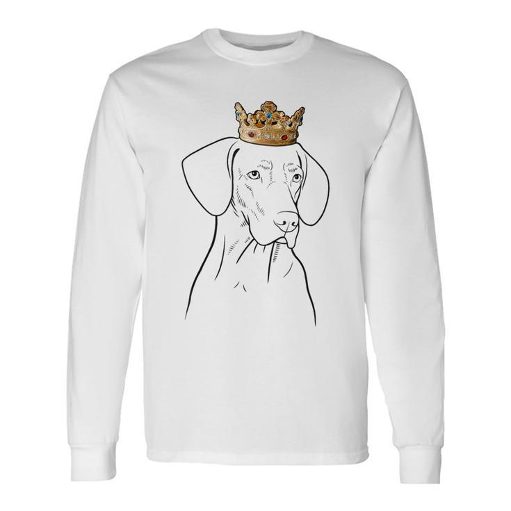 Vizsla Dog Wearing Crown Long Sleeve T-Shirt
