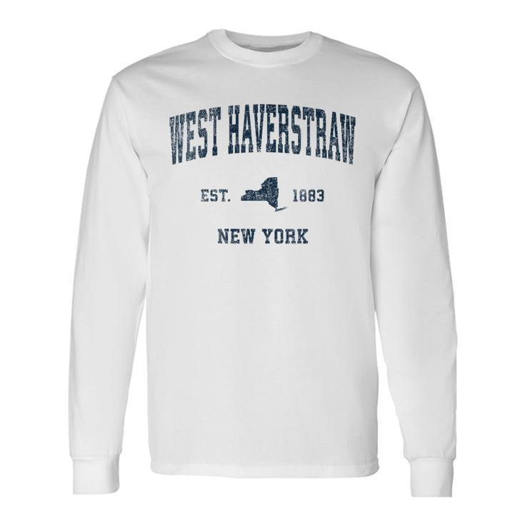 West Haverstraw New York Ny Vintage Sports Navy Print Long Sleeve T-Shirt