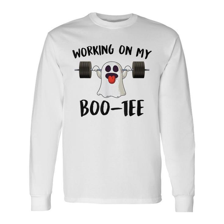 Working On My Boo Halloween Ghost Workout Gym Long Sleeve T-Shirt